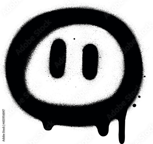 graffiti cute icon sprayed in black over white