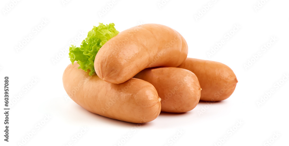 Boiled pork sausages, isolated on white background. High resolution image. Boiled pork sausages, isolated on white background. High resolution image.