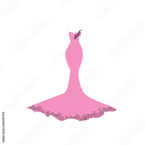 Vector illustration pink bride gown suitable for your design