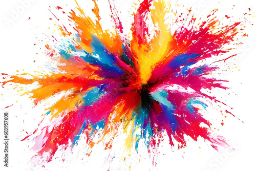 色鮮やかな爆発のイメージ　インク　絵の具　白