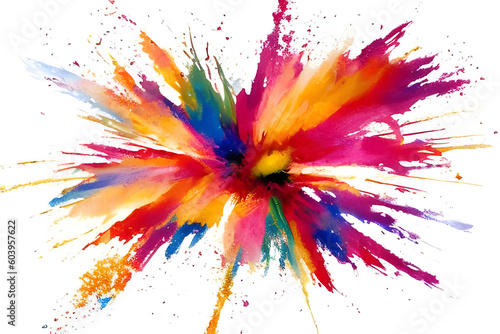 色鮮やかな爆発のイメージ　インク　絵の具　白 © Hideshi