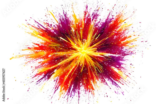 色鮮やかな爆発のイメージ　インク　絵の具　白