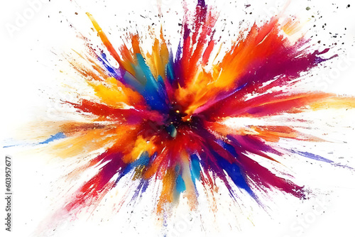 色鮮やかな爆発のイメージ　インク　絵の具　白