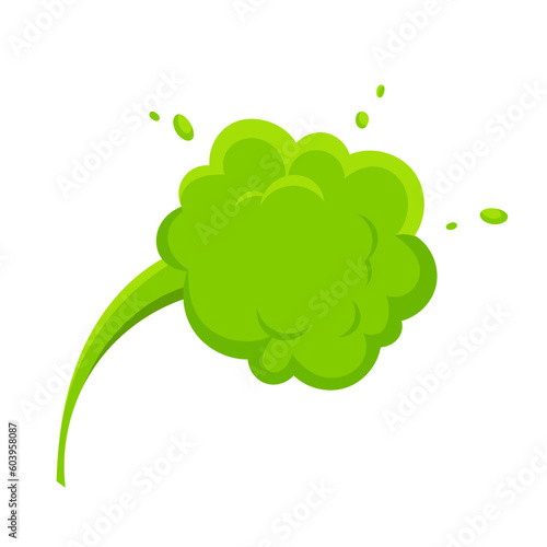 Smelling green cartoon smoke or fart clouds flat style design vector illustration. Bad stink or toxic aroma cartoon smoke cloud isolated on white background.