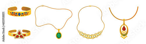 Jewellery or Jewelry Item as Personal Adornment Vector Set