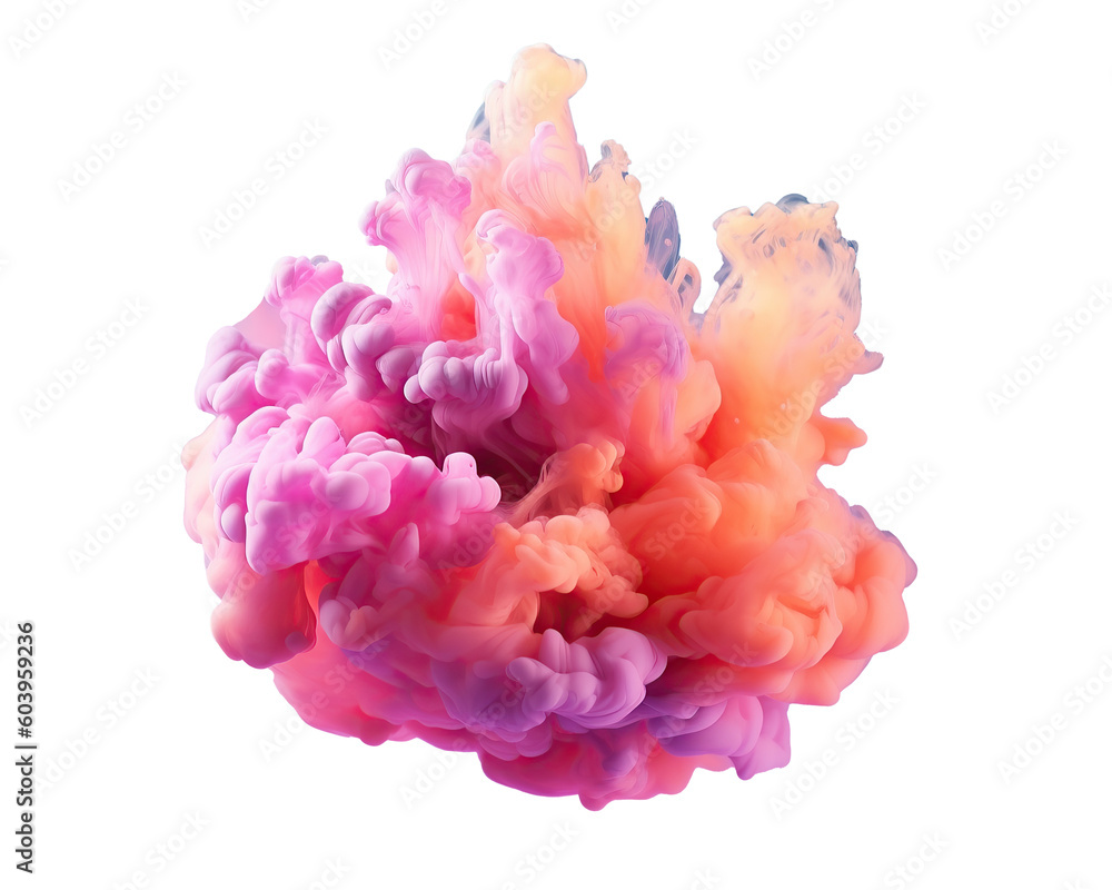 Fototapeta premium Abstract colorful pastel color cloud on transparent background. Colorful Ink Diffusion in Water. Generative AI