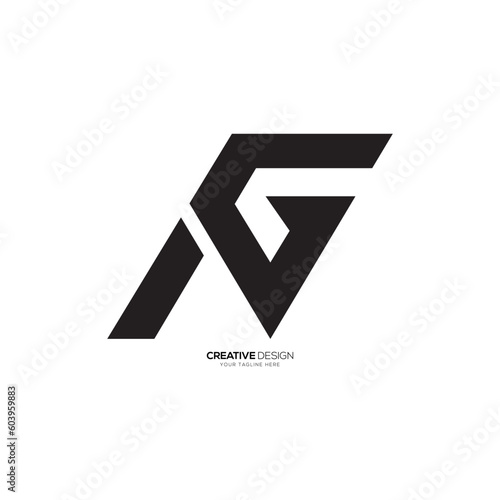 Modern unique shape letter FG or AG creative flat monogram logo. FG logo. AG logo