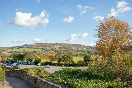 autumn landscape with car park and trees