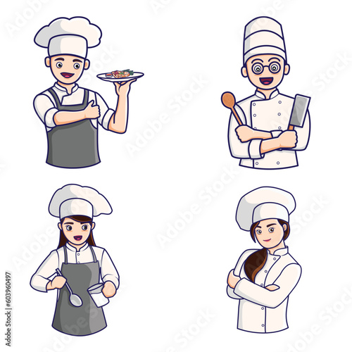 Professional chef set , gourmet collection. Vector illustration cartoon character.