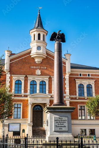 Siegessäule vor Rathaus Liebenwalde, Oberhavel, Brandenburg, Deustchland photo