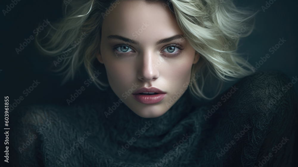 Portrait of a languid femme, beautiful troublemaker, super feminine. Generative AI Portrait of a languid femme, beautiful troublemaker, super feminine. Generative AI