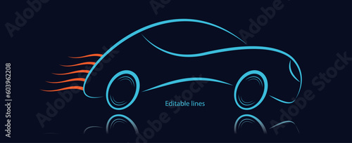 Futuristic sports car vector design. Automotive vehicle illustration in motion. Speed symbol graphics to use in transportation, automotive, car sale business, vehicle logo, driving school sign. 