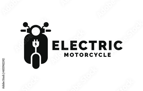Electric motorcycle logo design vector
