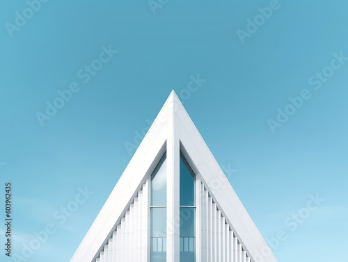 tall white building with the top up showing sky Generative AI