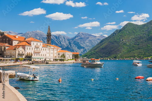 Perast at famous Bay of Kotor, Montenegro, southern Europe