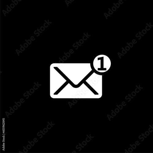 New e mail notification icon isolated on black 