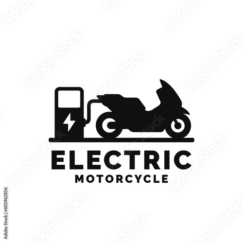 Electric motorcycle logo design vector