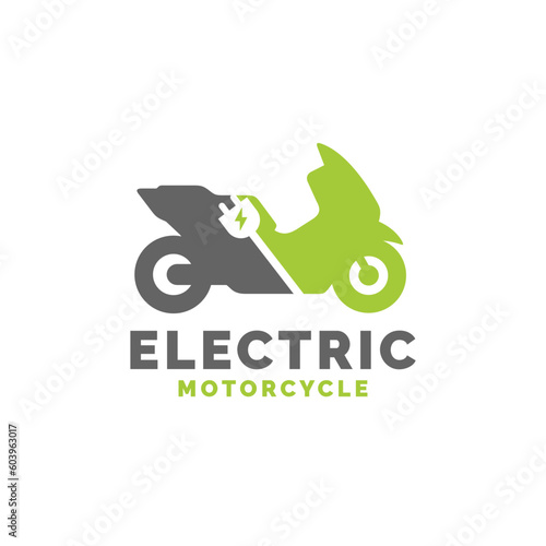Electric motorcycle logo design vector