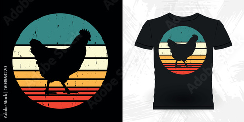 Funny Hen Lover Chicken Farmer Retro Vintage Chicken T-shirt Design
