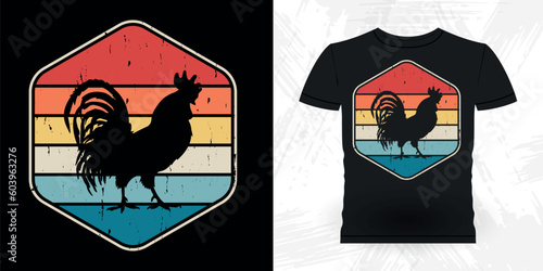 Funny Hen Lover Chicken Farmer Retro Vintage Chicken T-shirt Design