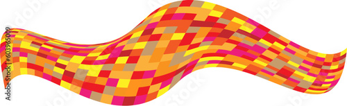 Patchwork quilt made of orange cells. Quilted fabric. Square fields from a bird's eye view. Autumn harvest. Checkered background with distorted squares. Distortion chess pattern. Chessboard surface.