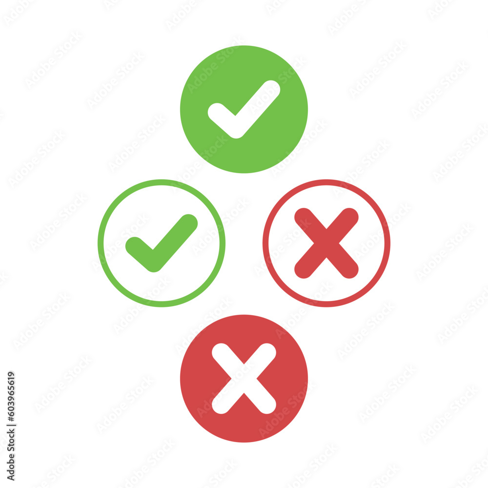 Right Wrong Sign. Yes or No icon Right Wrong Sign. Yes or No icon