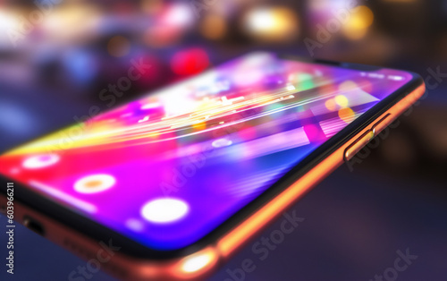 Smartphone screen, Macro photo, Futuristic with Bokeh