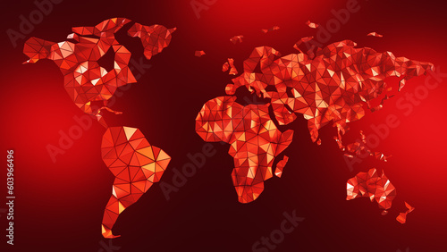 3d illustration red world map illustration. concept for designing news broadcasts