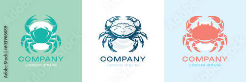 Seafood Restaurant Logo Set. Crab Premium Vector Design Illustration.