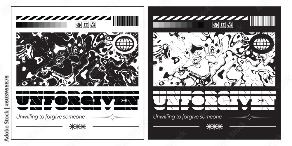 Abstrac liquid streetwear y2k in acid style. Retro futuristic design for apparel, clothing, and poster 