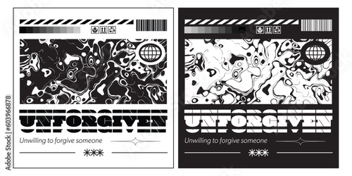 Abstrac liquid streetwear y2k in acid style. Retro futuristic design for apparel, clothing, and poster 