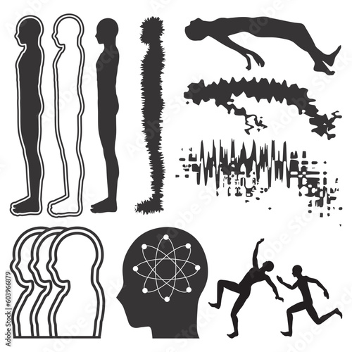 Set of vector graphic asset for streetwear design. Retro futuristic element in Y2K for apparel, clothing and poster design.