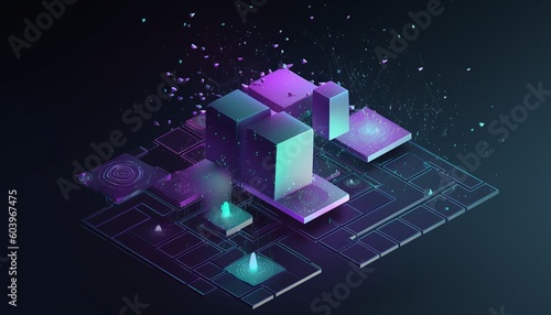 Fictional Development Environment Brightly Lit and Full of Effects Generated by AI