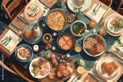 Outdoor Picnic Illustration Charcuterie Board Slow Living Dining 