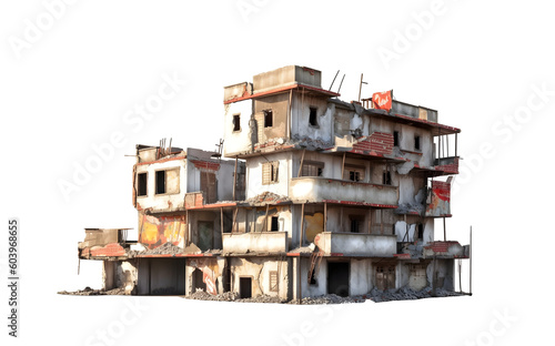 Billede på lærred ruined building isolated on transparent background