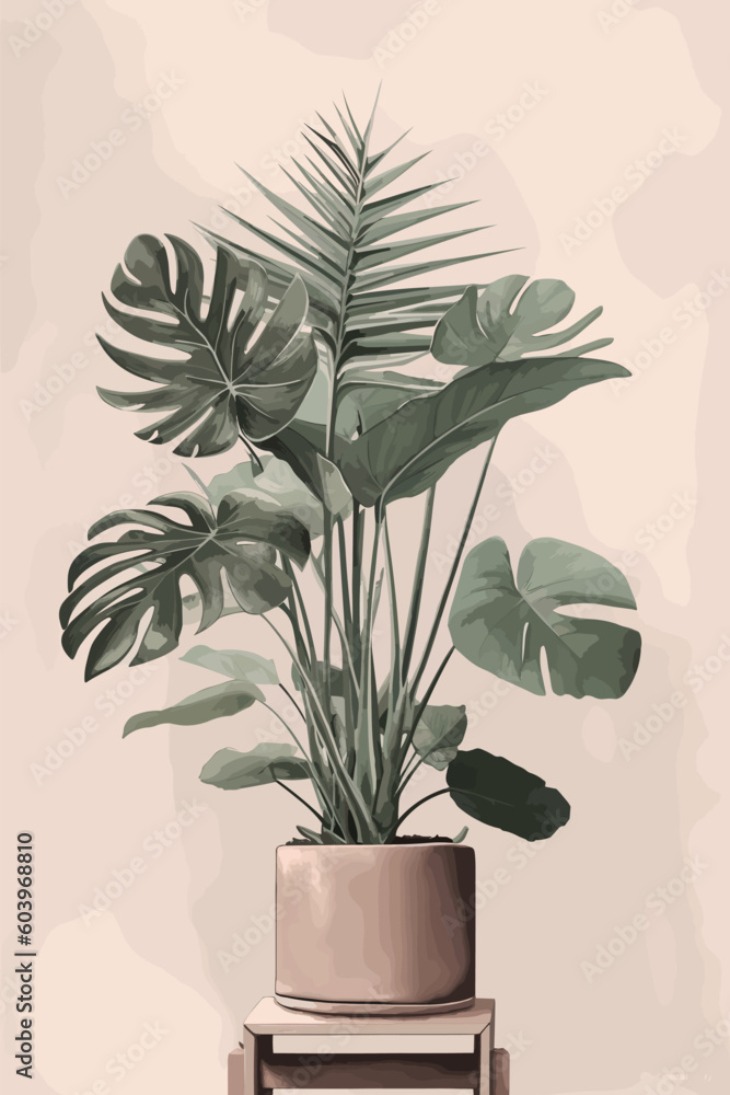 Cosy Minimal House Plants Boho Illustration Cosy Minimal House Plants Boho Illustration
