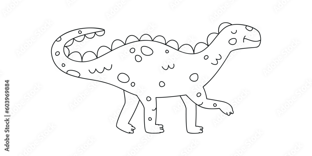 Hand drawn linear vector illustration of iguanodon dinosaur Hand drawn linear vector illustration of iguanodon dinosaur