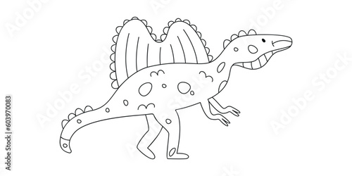 Hand drawn linear vector illustration of spinosaurus dinosaur