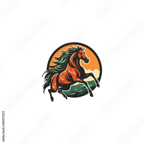 Horse logo. Wild mustang rearing icon.