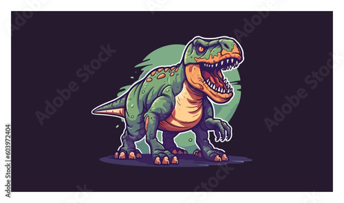 t-rex mascot logo flat color