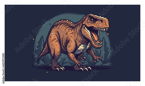 t-rex mascot logo flat color