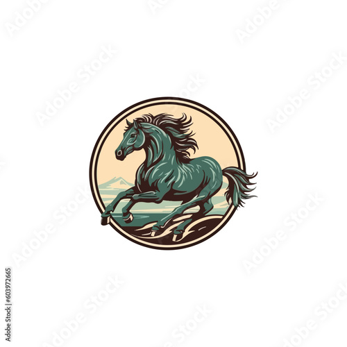 Horse logo. Wild mustang rearing icon.