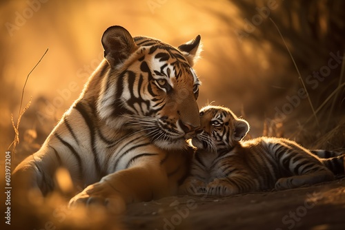 tiger  mothers  day  mother  cat  animal  wildlife  mammal  feline  wild  zoo  nature  stripes  predator  head  fur  big  carnivore  bengal  siberian  black  face  striped  generative ai