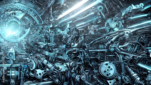 近未来な機械の背景イメージ　サイバー