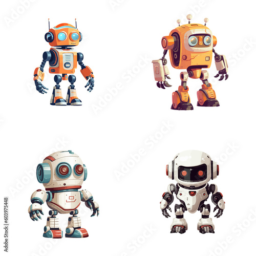 Set of robot characters , construction, medical, firefighter robot	
