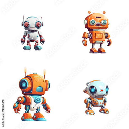 Set of robot characters , construction, medical, firefighter robot	
