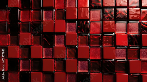 A stunning composition of red tiles against a sleek black background © Cenk