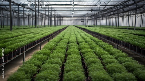 Generative Ai. Agricultural crops in a greenhouse 
