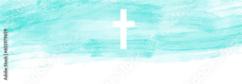 banner crosses illustration Isolated on transparent background, textured background, cross on the sky, Watercolor vector Easter cross clipart. 