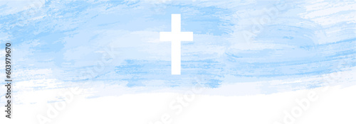 banner crosses illustration Isolated on transparent background, textured background, cross on the sky, Watercolor vector Easter cross clipart. 